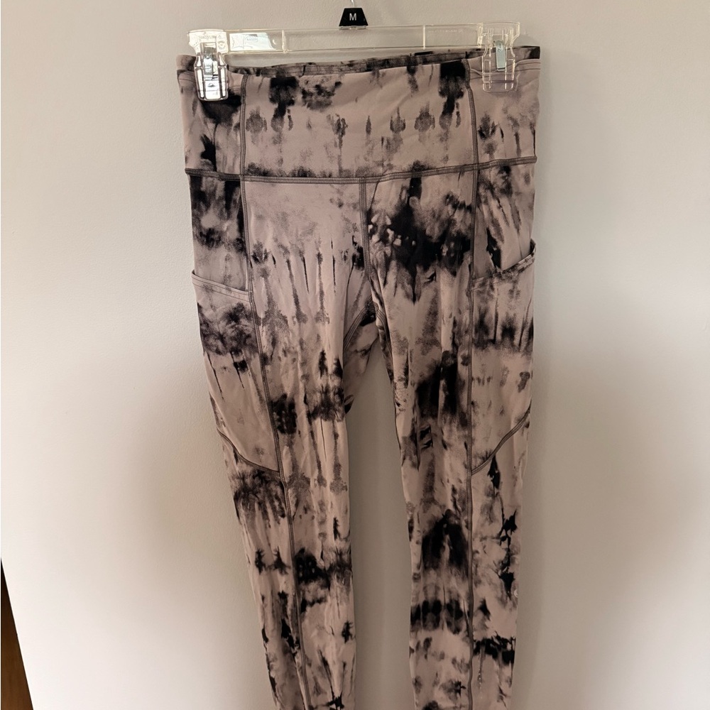 Tie-Dye High-Waist Pocket Leggings - Black & Taupe